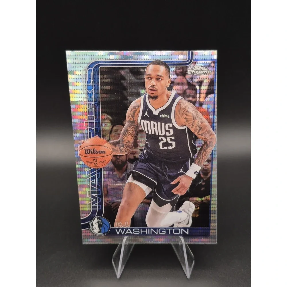 2025-26 Topps Chrome PJ Washington #19 Pulsar Refractor MISCUT RARE Mavericks